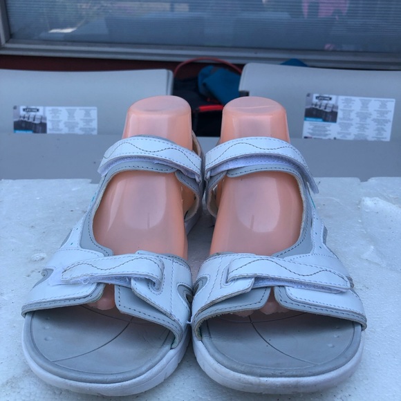 Dr Scholls Advanced White and Gray Ankle Strap Lightweight Sandals Sz  L(9/10) - Picture 11 of 16